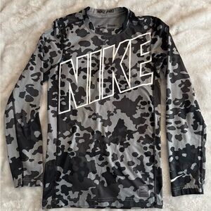 Nike Pro Dri-Fit Youth Black and Gray Camo Compression Shirt